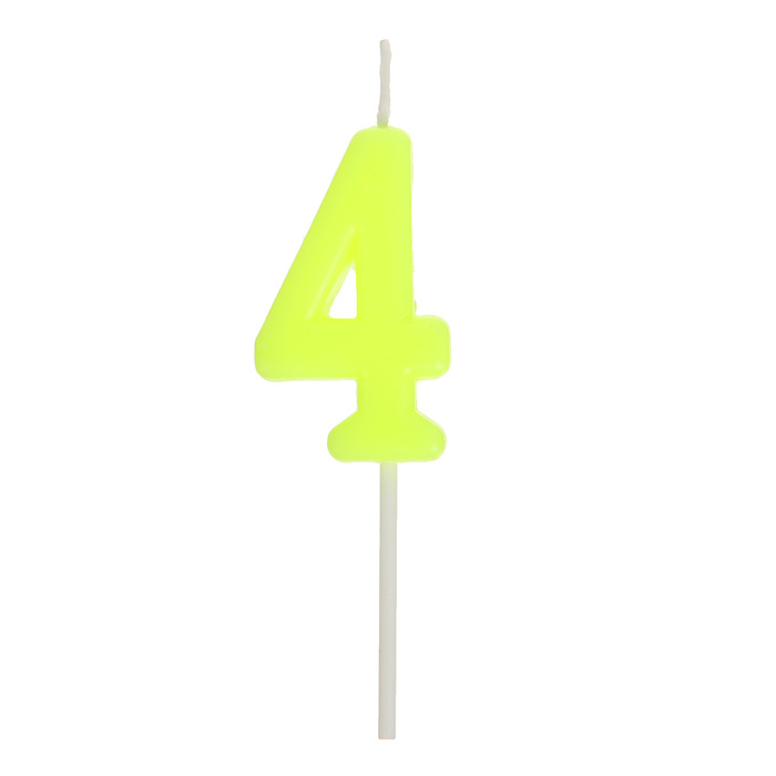 Свеча в торт цифра 4, жёлтый