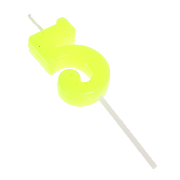 Свеча в торт цифра 5, жёлтый