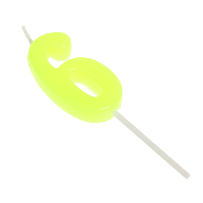 Свеча в торт цифра 6, жёлтый