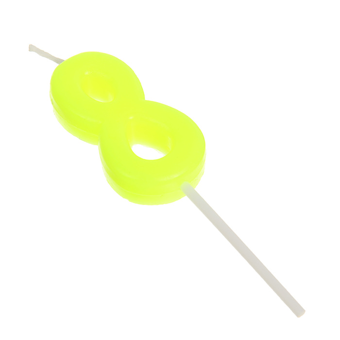 Свеча в торт цифра 8, жёлтый