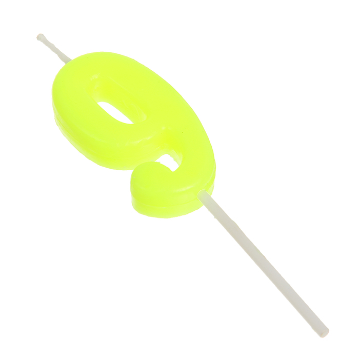 Свеча в торт цифра 9, жёлтый