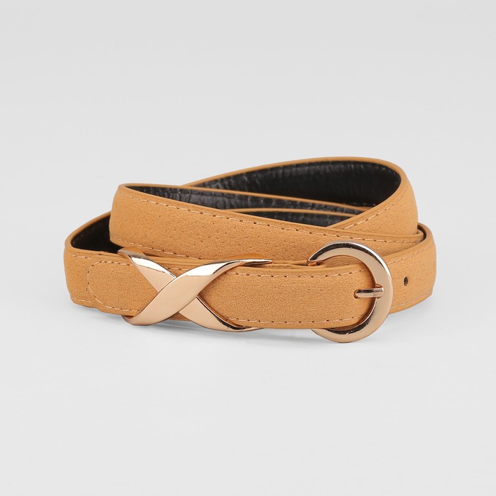 Ремень женский, ширина 1.8 см, винт, пряжка-хомут под золото, цвет бежевый