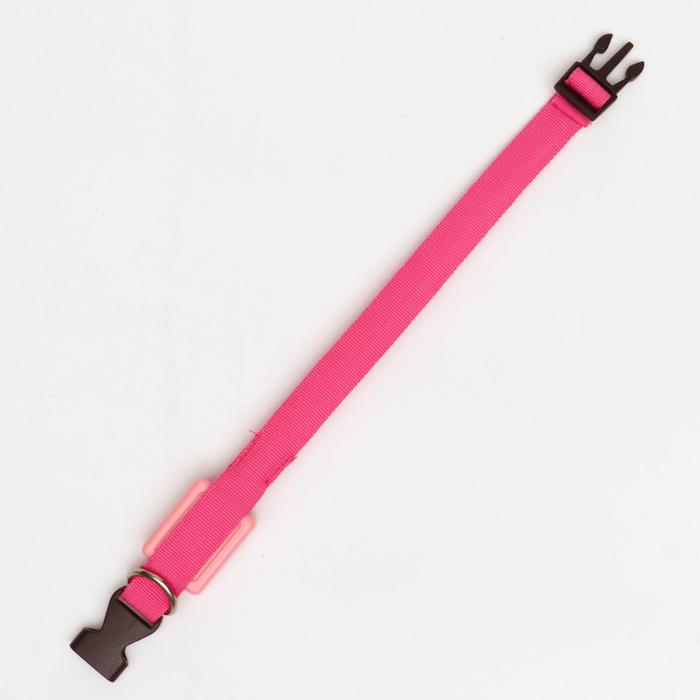 Ошейник светящийся узкий для небольших собак, 22-35 х 1,5 см, розовый