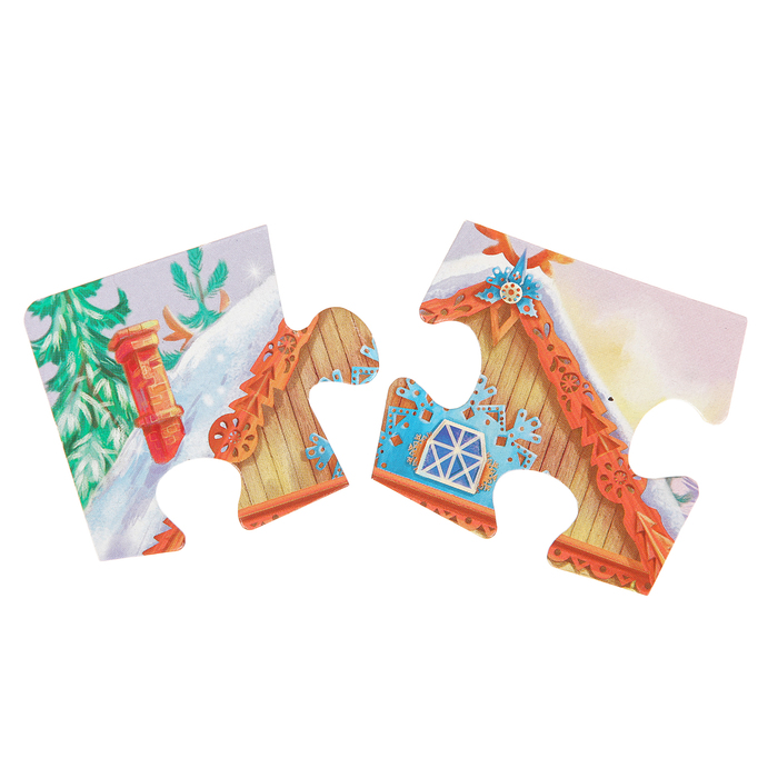 Пазл мягкий "Дед Мороз и зайчата", 12 элементов