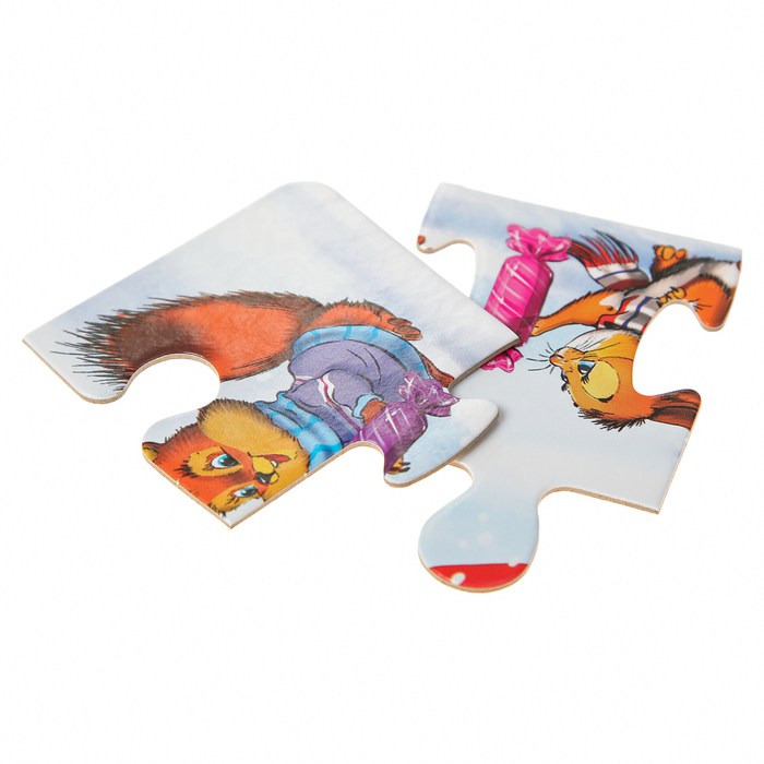 Рамка-пазл "Звери встречают деда Мороза", 15 элементов