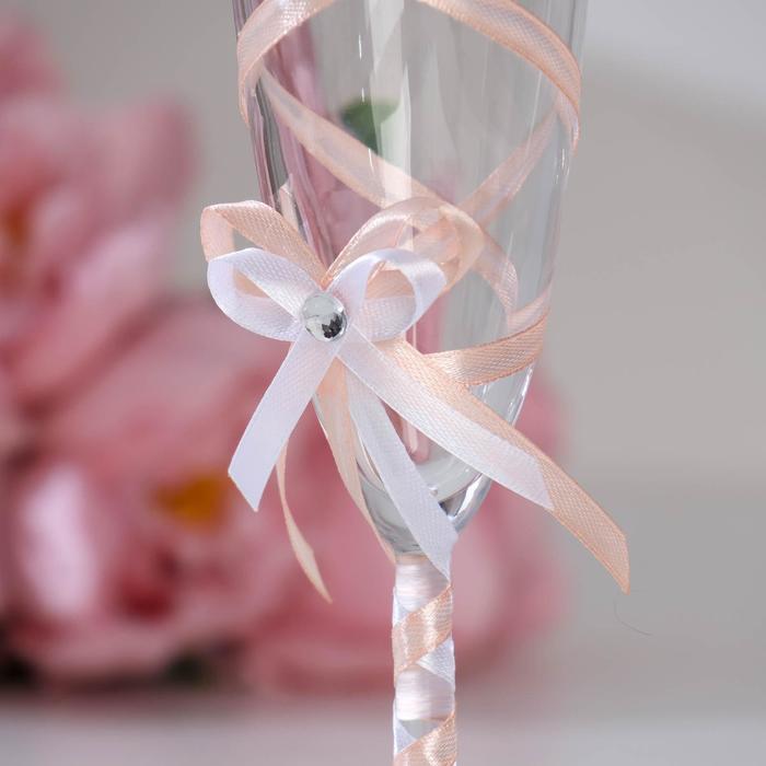 Бокалы для битья с лентой, цвет персиковый