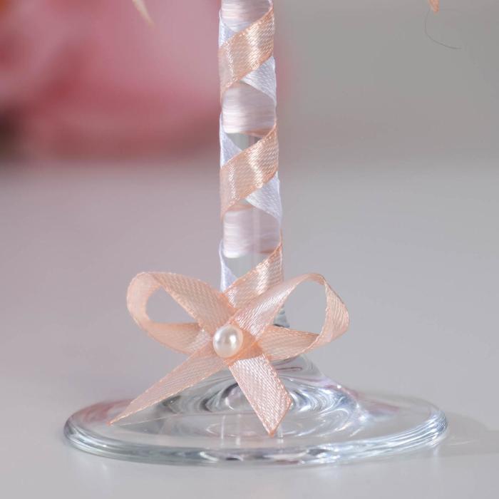 Бокалы для битья с лентой, цвет персиковый