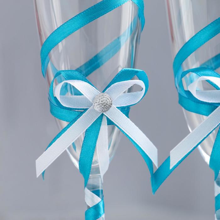 Бокалы для битья, с лентой, бирюзовые