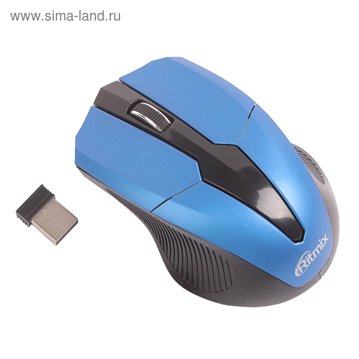 Мышь Ritmix RMW-560 беспроводная оптическая 1000 dpi 2xAAAне в компл USB чёрно-синяя 29900₽