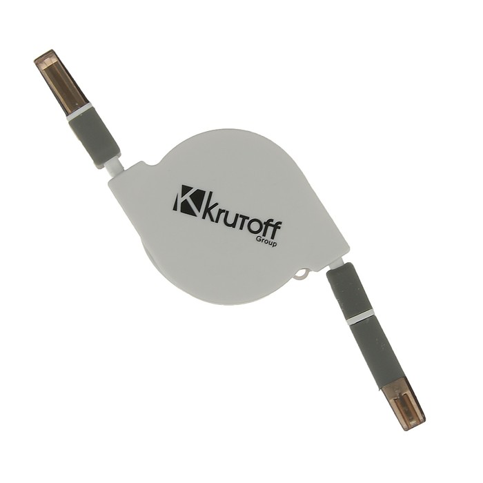 USB кабель-рулетка Krutoff 2 в 1 (micro USB + iPhone 5/6) белый