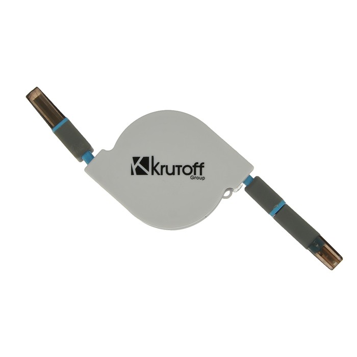USB кабель-рулетка Krutoff 2 в 1 (micro USB + iPhone 5/6) синий