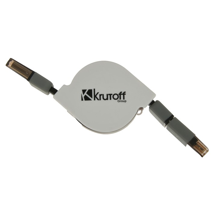 USB кабель-рулетка Krutoff 2 в 1 (micro USB + iPhone 5/6) черный