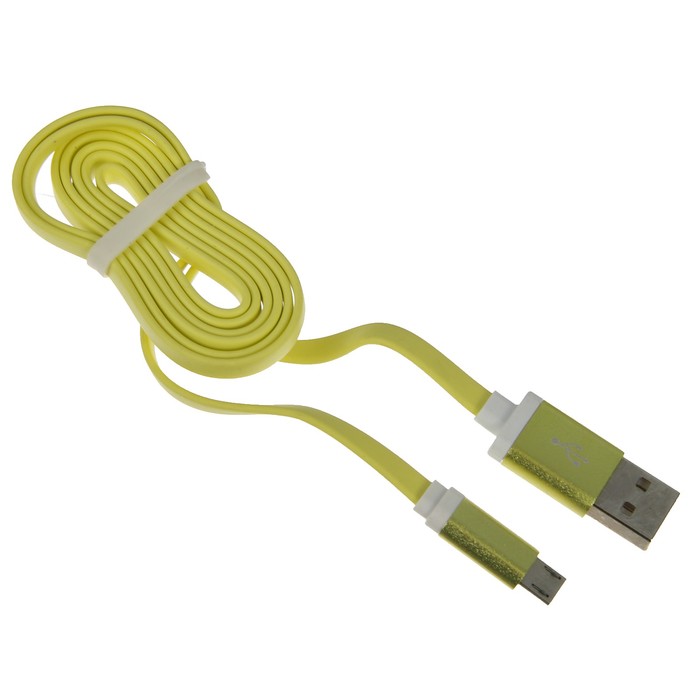 USB кабель Krutoff micro плоский (1m) желтый в коробке