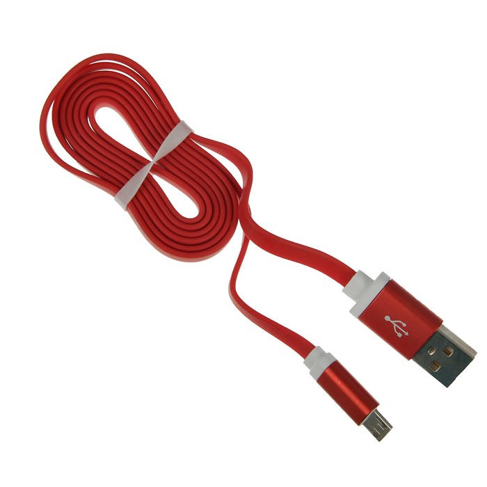 USB кабель Krutoff micro плоский (1m) красный в коробке