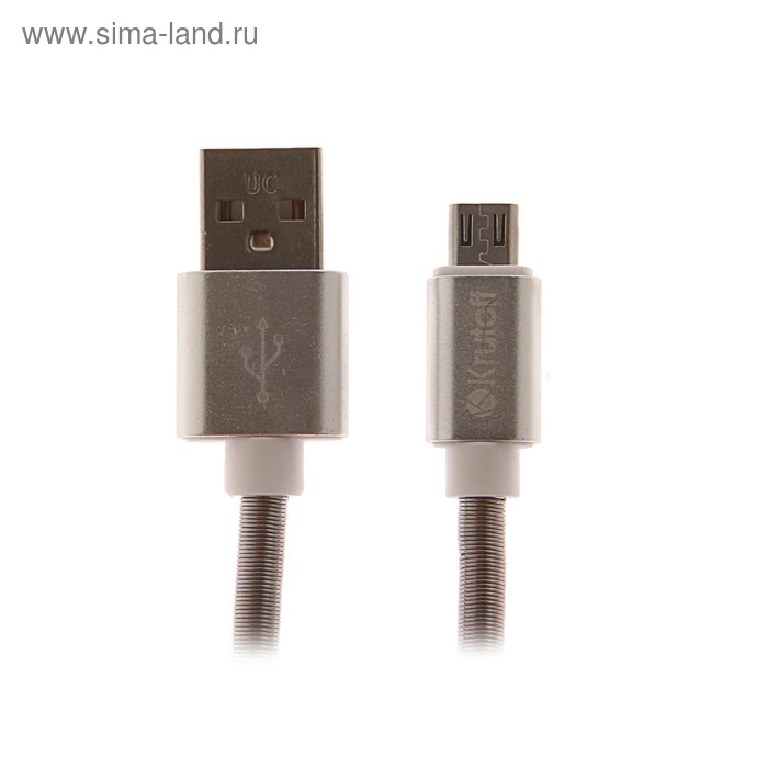 Кабель Krutoff microUSB - USB усиленный разъем 21 А 1 м белый 129₽