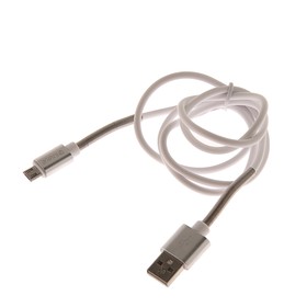 

Кабель Krutoff, microUSB - USB, усиленный разъем, 2.1 А, 1 м, белый
