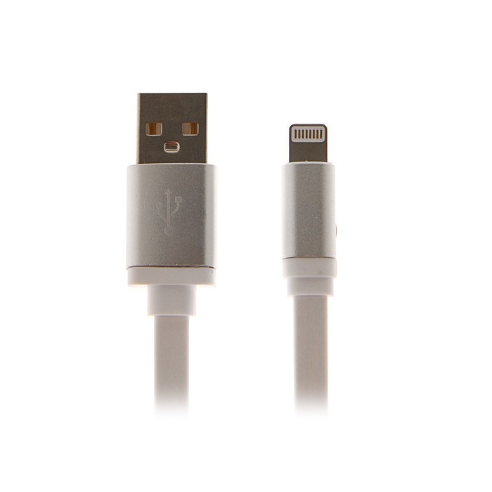 USB кабель Krutoff для iPhone 5/6 плоский (1m) белый в коробке