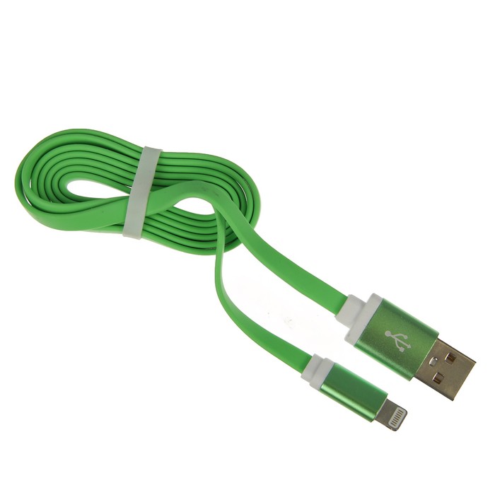 USB кабель Krutoff для iPhone 5/6 плоский (1m) зеленый в коробке