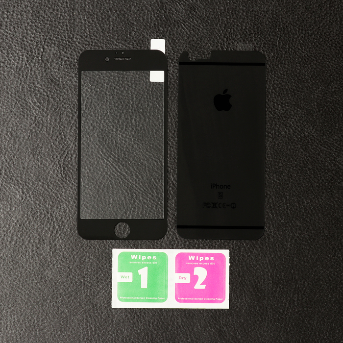 Стекло защитное цветное Krutoff Group для iPhone 6/6S на две стороны матовое (black)