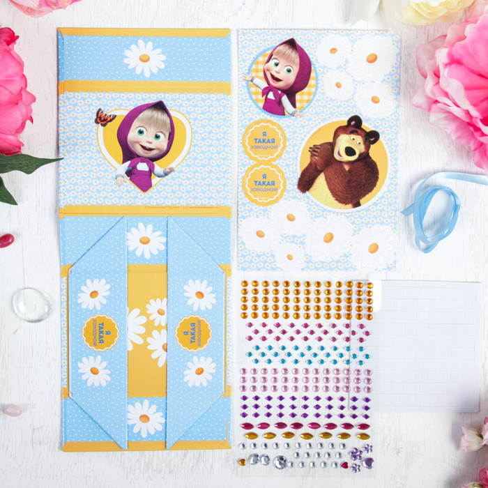 Шкатулка для декорирования "Ух! Я такая, нету слов" Маша и Медведь+элементы декора,стразы,