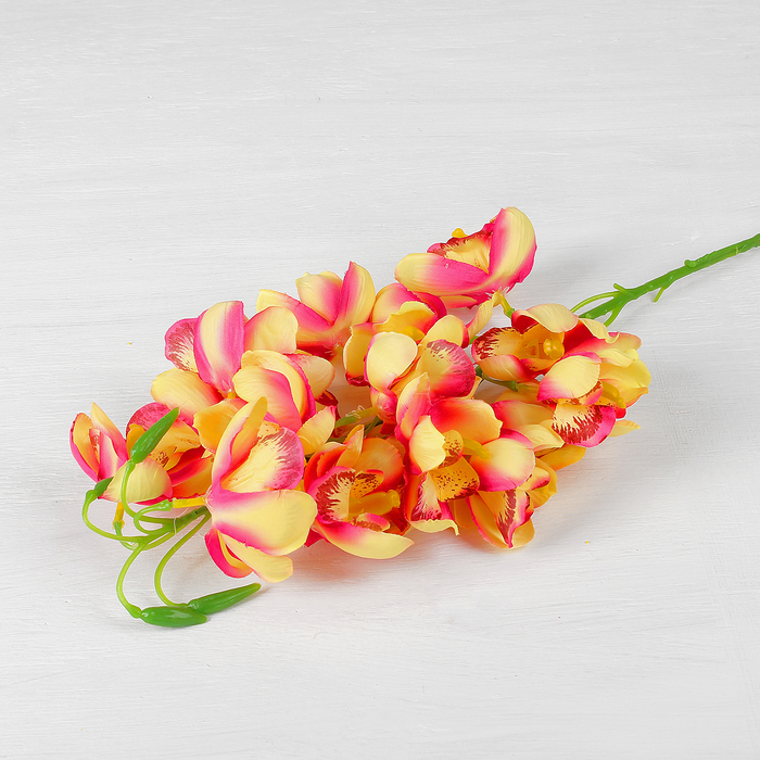 Цветы искусственные "Орхидея фагундо" 85 см, желто-малиновая