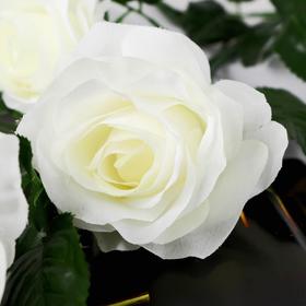 Цветы искусственные "Роза Жанна" 10*61 см, белая от Сима-ленд