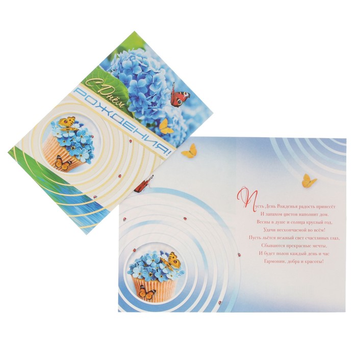 Открытка "С Днём Рождения!" гротензия, бабочки