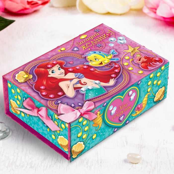 Шкатулка для декорирования "Загадай желание" Принцессы: Ариэль + элементы декора, стразы,