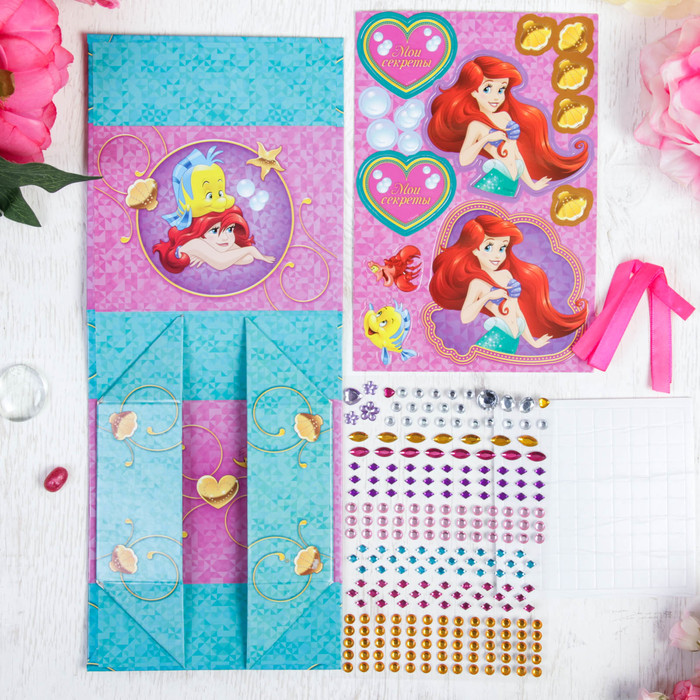 Шкатулка для декорирования "Загадай желание" Принцессы: Ариэль + элементы декора, стразы,