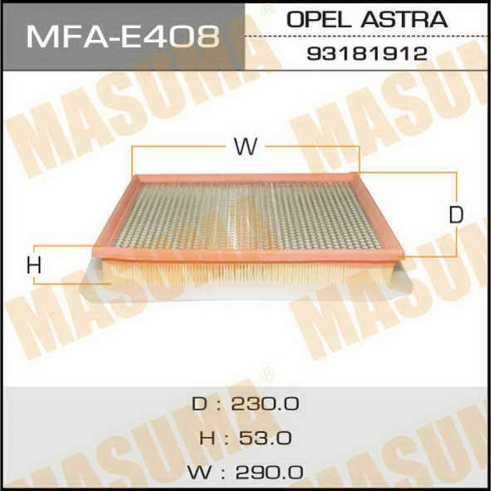 Фильтр воздушный Masuma MFAE408