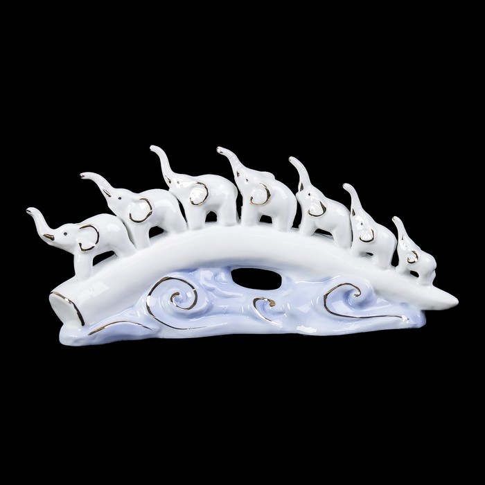 Сувенир керамика "7 слонов на бивне над морем" 9,8х20,5х4,5 см