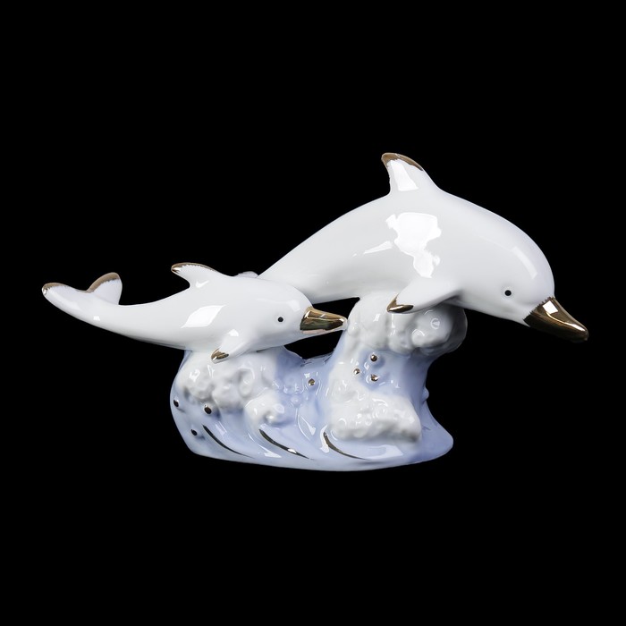 Сувенир керамика "Два дельфина на волне" 9,5х17,5х6 см