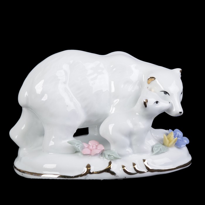 Сувенир керамика "Белая медведица с медвежонком" 7х10х7 см