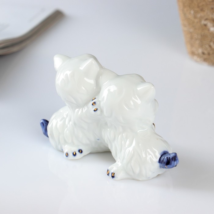 Сувенир керамика под фарфор "Киски с сердечком" 12,5х4,6х7,5 см