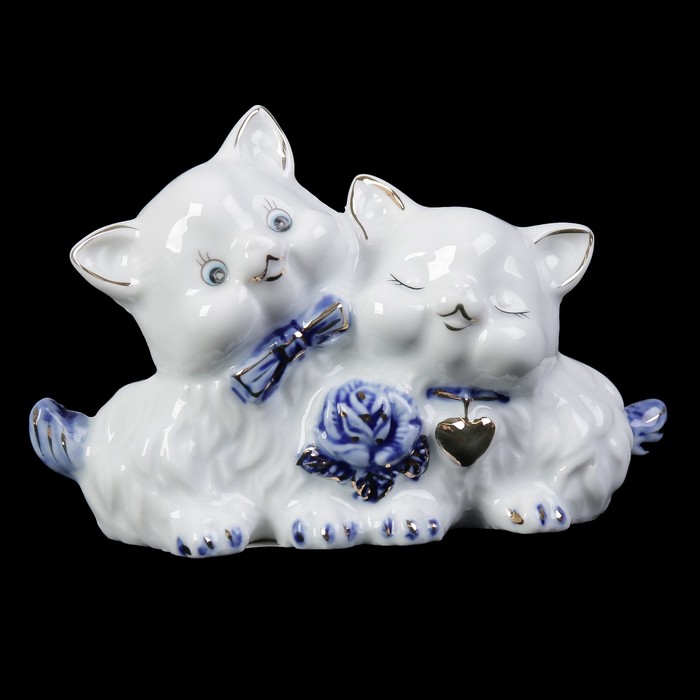 Сувенир керамика под фарфор "Киски с розой" 12х4,2х7,5 см