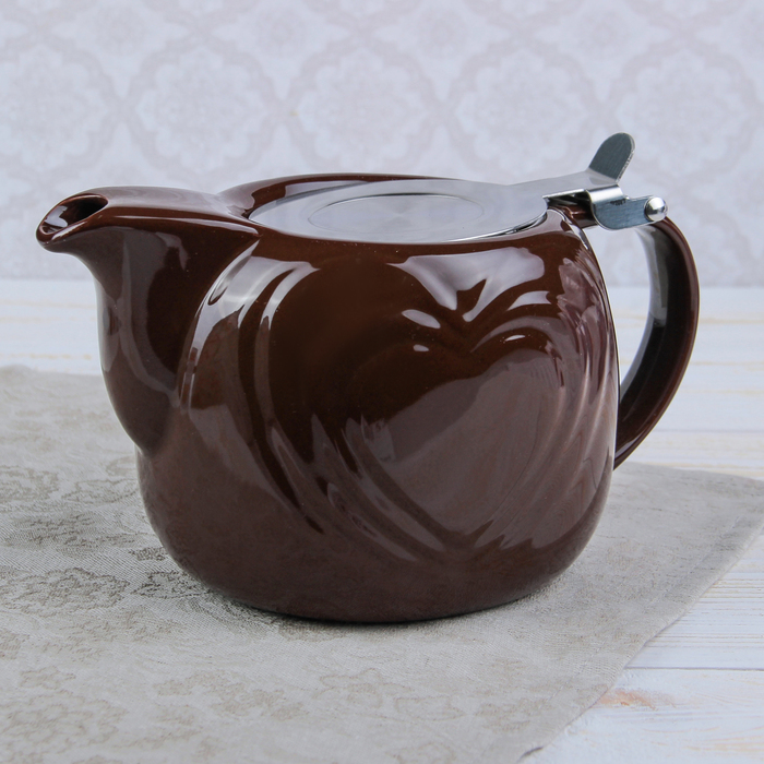 Чайник заварочный 700 мл "Сердца", с ситом, цвет коричневый