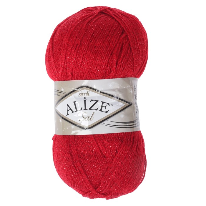 Пряжа "Sal simlii" 95% акрил, 5% металлик 460м/100гр (56 красный)