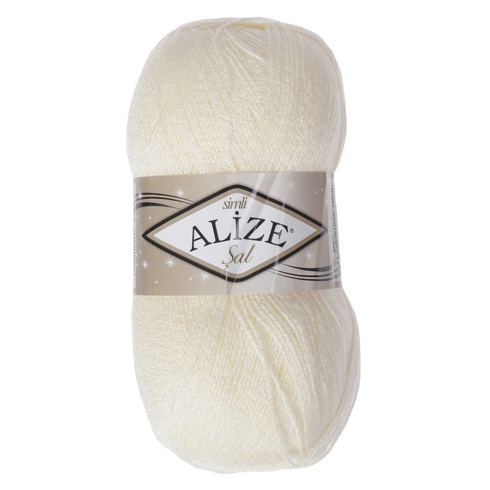 Пряжа "Sal simlii" 95% акрил, 5% металлик 460м/100гр (01 молочный )