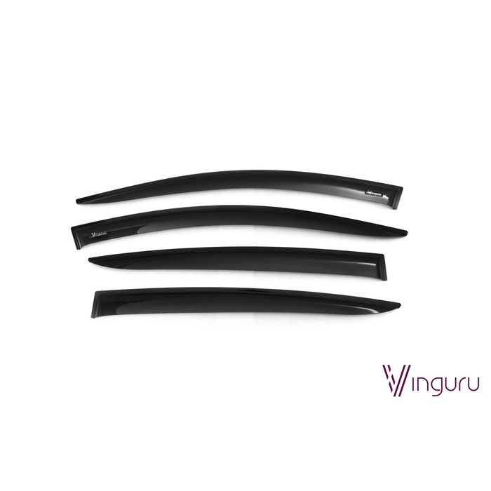 Ветровики Vinguru для Renault Fluence 2009-2016, седан, накладные, скотч, акрил, 4 шт