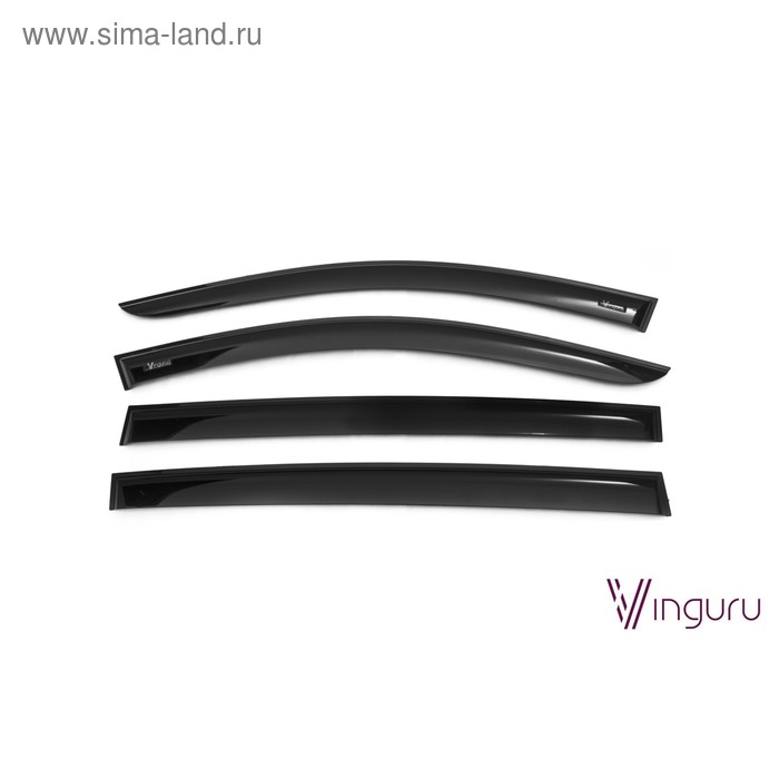 Ветровики Vinguru для Renault Sandero II 2014-2016, хэтчбек, накладные, скотч, 4 шт