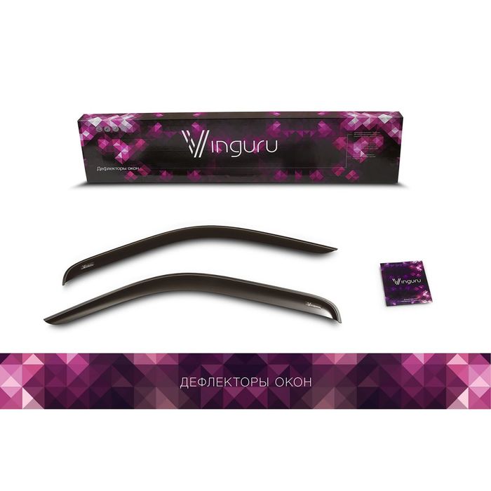 Дефлекторы окон Vinguru Daewoo Gentra 2012-2016,сед накладные скотч к-т 2 шт., материал литьевой пол