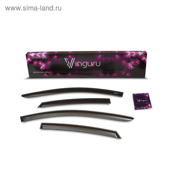 

Ветровики Vinguru для Lada Granta, лифтбек, накладные, скотч, поликарбонат, 4 шт