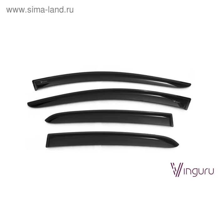 Ветровики Vinguru для Lada Vesta 2015-2016, седан, накладные, скотч, акрил, 4 шт