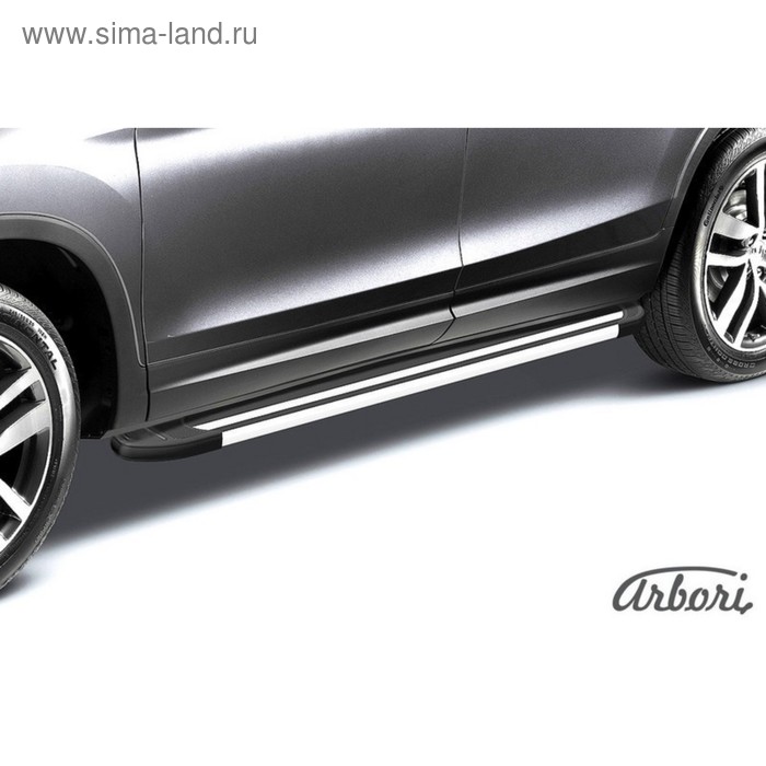 Защита штатных порогов алюминиевый профиль Arbori Luxe Black 1700 черная Chery TIGGO 5 2014- защита штатных порогов arbori d57 с листом haval h2 2014