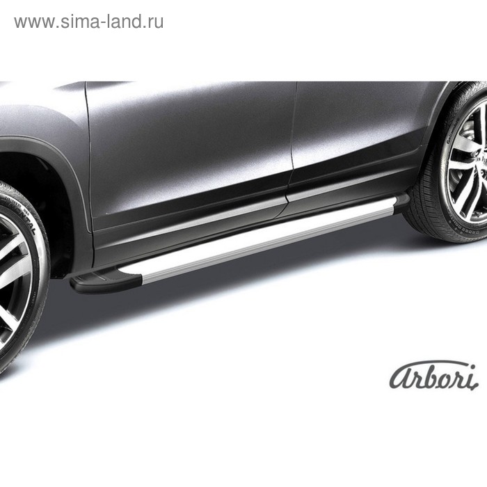Защита штатных порогов алюминиевый профиль Arbori Optima Silver 1700 серебристая Chery TIGGO 5 2014-