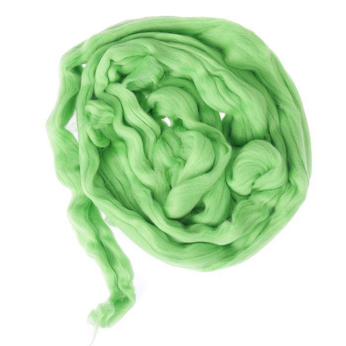 Гребенная лента 100% тонкая мериносовая шерсть 100гр (3295, яркий салат)