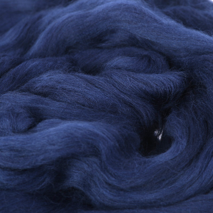 Гребенная лента 100% тонкая мериносовая шерсть 100гр (0100, темно-синий)