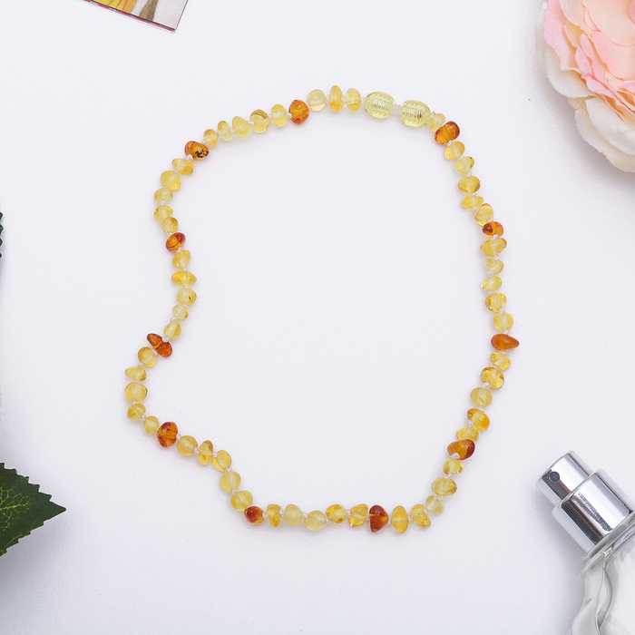Бусы "Янтарь" галтовка через узел, цвет жёлтый, 35см