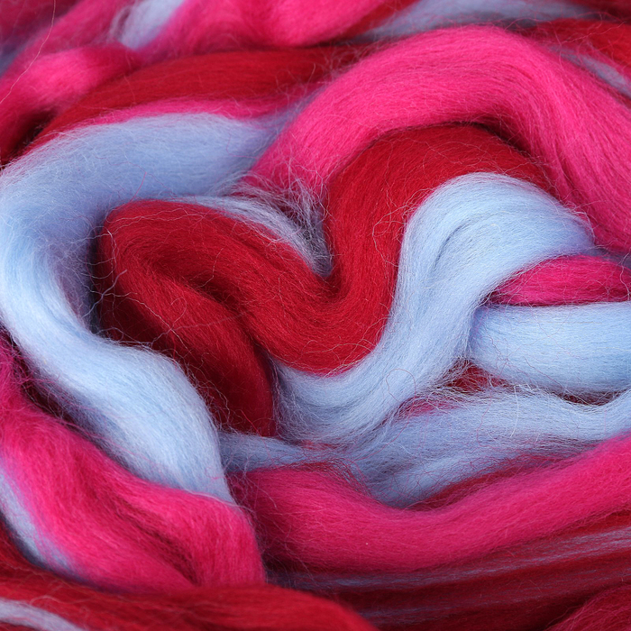 Гребенная лента 100% полутонкая шерсть мультиколор 100гр (6081)