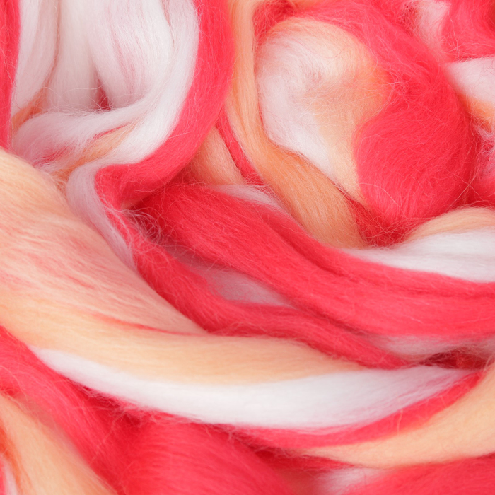 Гребенная лента 100% полутонкая шерсть мультиколор 100гр (6099)